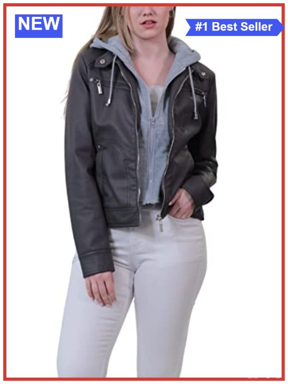 Vegan Leather Jacket Faux Fur Lining Hoodie Aviator Coat